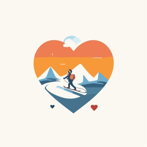 Vector illustration of a surfer on a surfboard in the shape of a