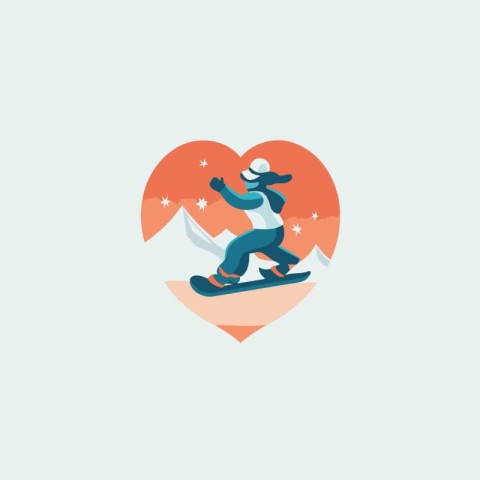 Snowboarder in the form of a heart. Vector illustration.