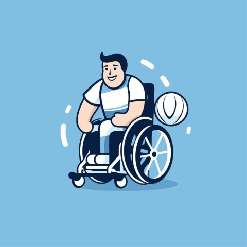 Disabled man in wheelchair vector illustration. Handicapped man