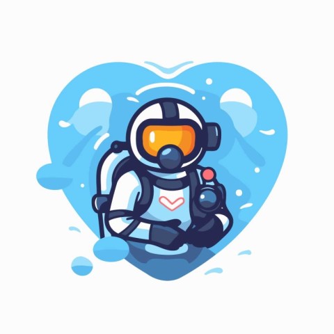 Astronaut on the background of the heart. Vector illustration.