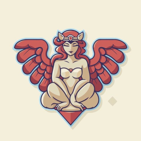 Angel with wings and heart. Vector illustration for Valentines D