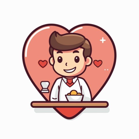 cute boy chef cartoon character vector illustration design graph