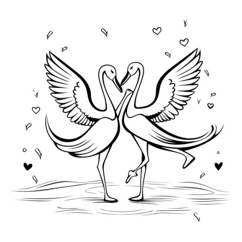 Pair of swans in love. Valentines day vector illustration