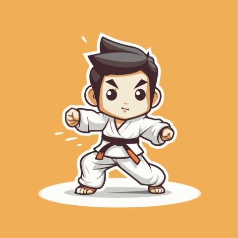 Taekwondo Cartoon Mascot Character Vector Illustration.