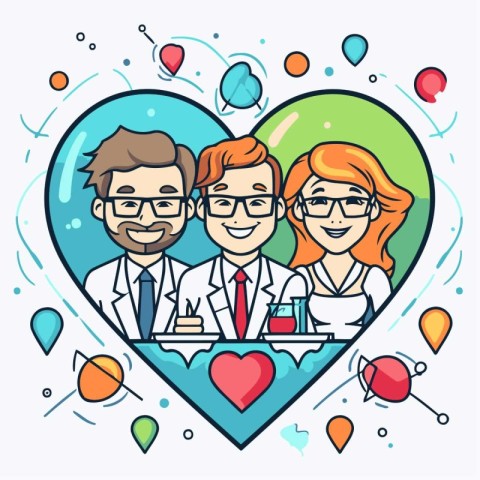 Vector illustration of a happy family celebrating birthday in th