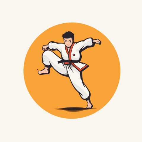 Taekwondo. Martial arts. Vector illustration in retro style