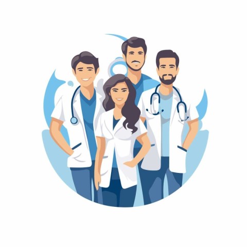 Medical team. Group of doctors and nurses. Vector illustration i