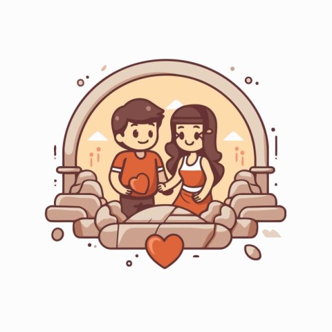 Couple in love. Vector illustration in doodle style.