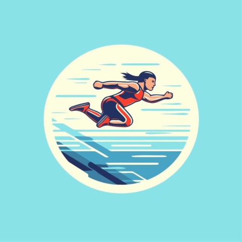 Running woman. Sportswoman. Vector illustration in flat style.