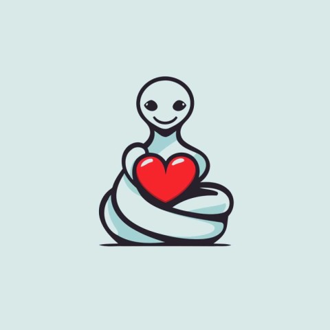 Vector illustration of a baby in a lotus pose with a heart