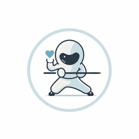 Astronaut with heart in his hand. Flat style vector illustration