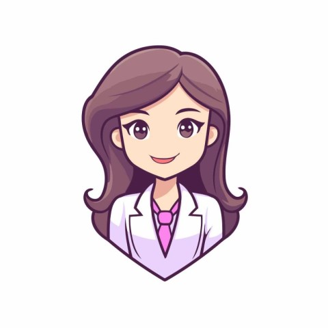 Vector illustration of a female scientist in a white coat with l