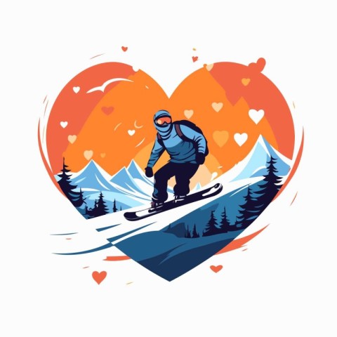 Snowboarder in the mountains. Winter sport. Vector illustration.