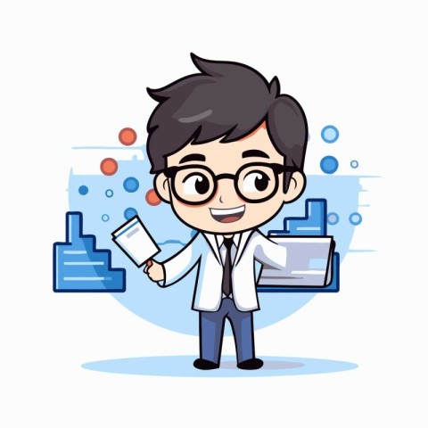 Cute Cartoon Scientist Character - Vector IllustrationÃ¯Â»Â