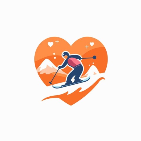 Skiing vector logo design template. Cross country skiing icon.