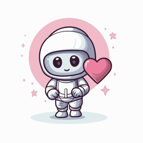 Cute astronaut holding heart. Cute cartoon character. Vector ill