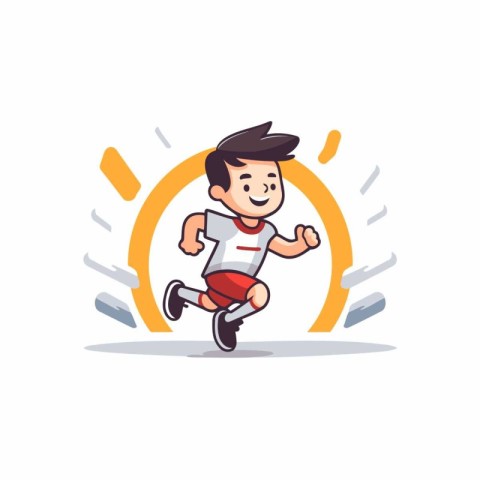 Running man. Vector illustration in a flat style. Isolated on wh