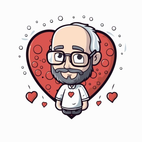 Grandfather with heart cartoon vector illustration graphic desig