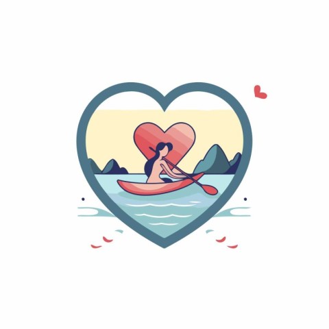 Love kayaking vector icon. Flat illustration of love kayaking ve