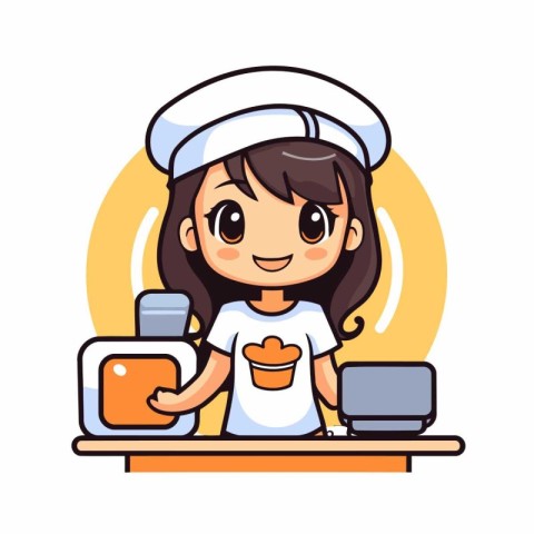 Nurse cartoon character. Cute girl in uniform. Vector illustrati