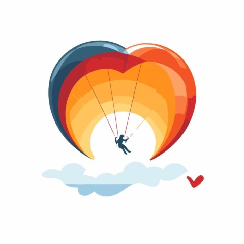 Paraglider in the shape of a heart. Vector illustration