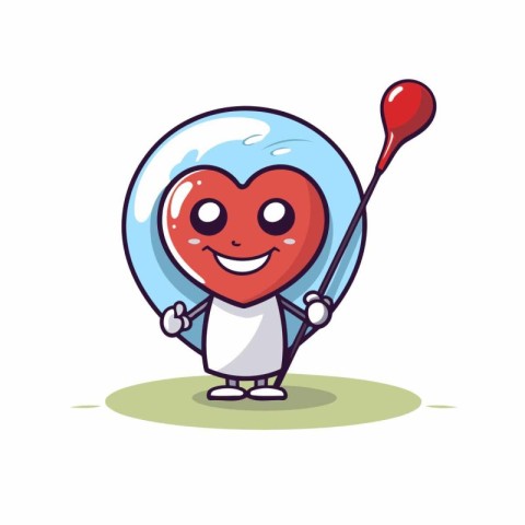 Cartoon astronaut with heart shaped balloon. Vector illustration