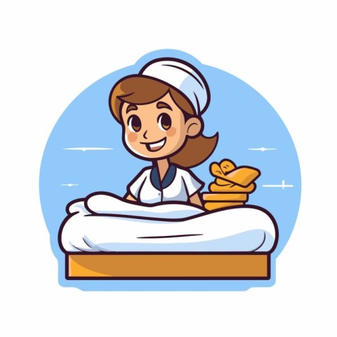 Nurse in bed cartoon icon. Medical and healthcare theme. Colorfu