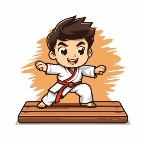 Taekwondo Boy Cartoon Mascot Character Vector Illustration