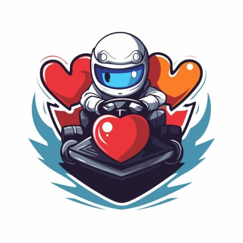 Astronaut with heart. Vector illustration for t-shirt and other