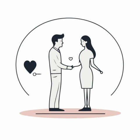 Couple in love. Man and woman holding hands. Vector illustration