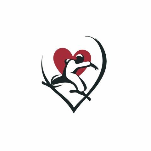 Gymnast with heart icon logo design inspiration vector template.