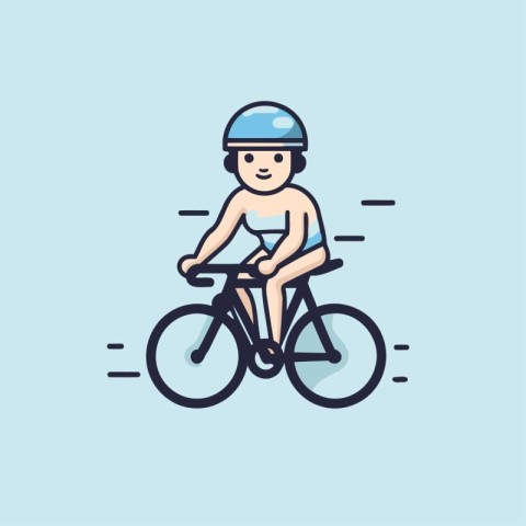 Cyclist in helmet riding bicycle. Vector illustration in flat st