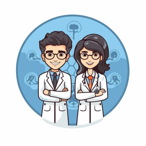 Medical doctors cartoon round icon vector illustration graphic d