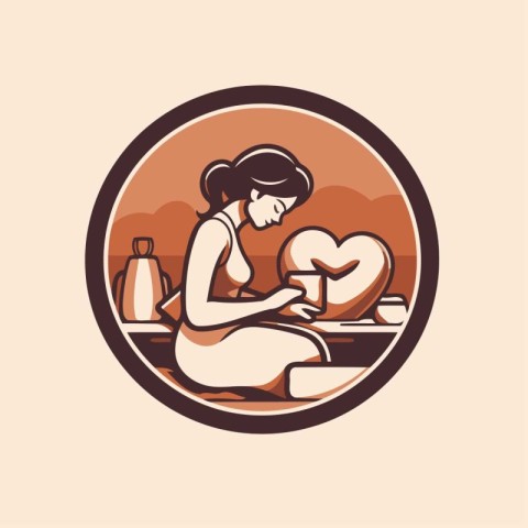 Vector illustration of a female masseur making massage in the sp