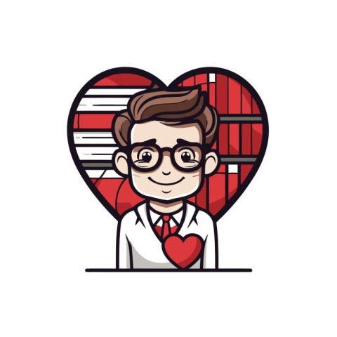 cute doctor with heart icon vector illustration graphic design v