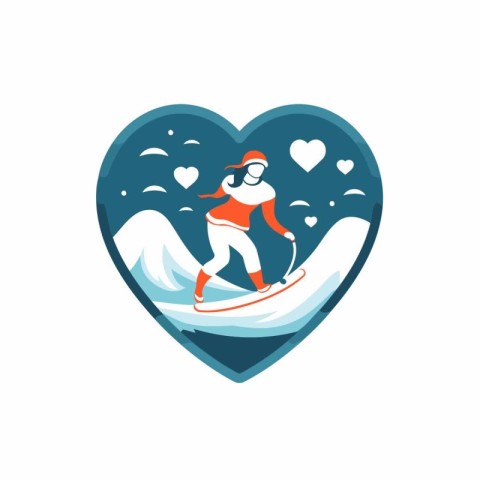 Snowboarder in the shape of a heart. Vector illustration.