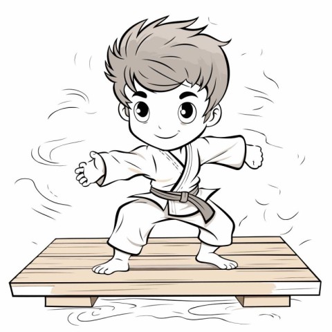 Karate boy on a white background. vector illustration. eps