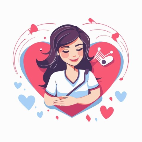 Woman doctor with stethoscope in heart shape. Vector illustratio