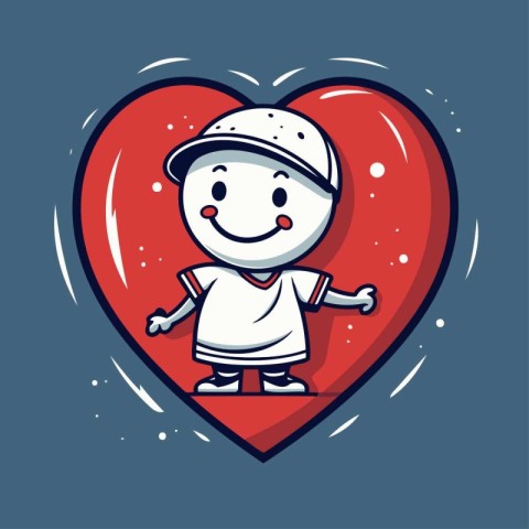 Cute boy with heart. Vector illustration of a cartoon character.