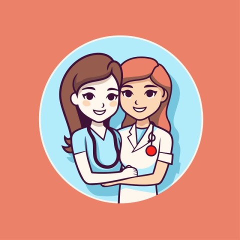 Vector illustration of a nurse and a doctor in a flat style.