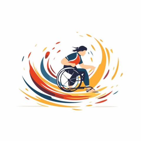 Disabled woman in wheelchair vector logo design template. Disabl