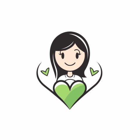 Avatar of a woman in a heart shape. Vector illustration.