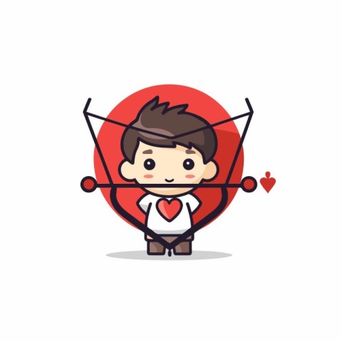 Cupid with bow and arrow - valentine's day vector icon