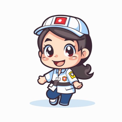 Cute nurse cartoon character vector illustration isolated on a w