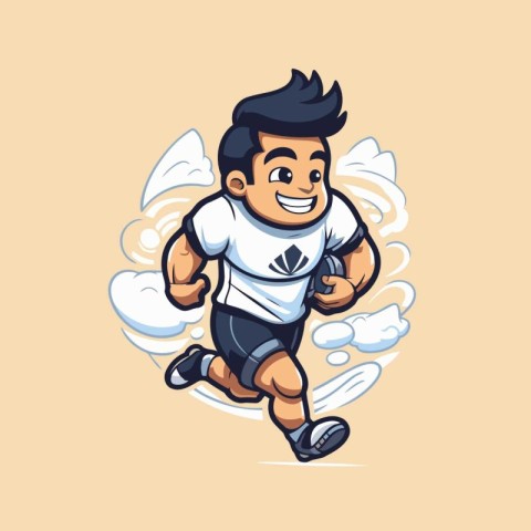 Vector illustration of a running man wearing sportswear running