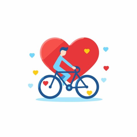 Bicycle with heart icon. Vector illustration in flat design styl