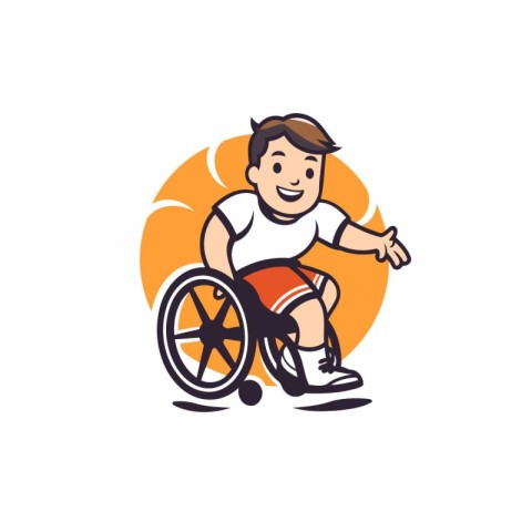 Disabled man in a wheelchair. Wheelchair icon. Vector illustrati