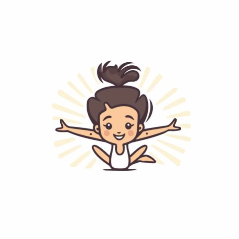 Cute little girl doing yoga. Vector illustration in cartoon styl