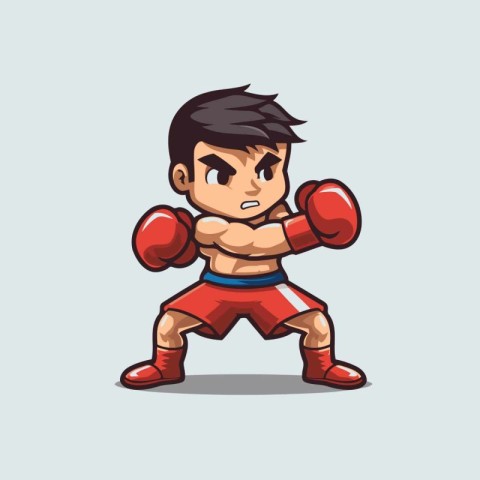 Boxing Boy Cartoon Mascot Character Mascot Design Vector