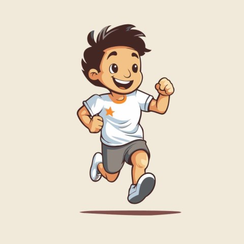 Running boy. Vector illustration of a cartoon character. Isolate